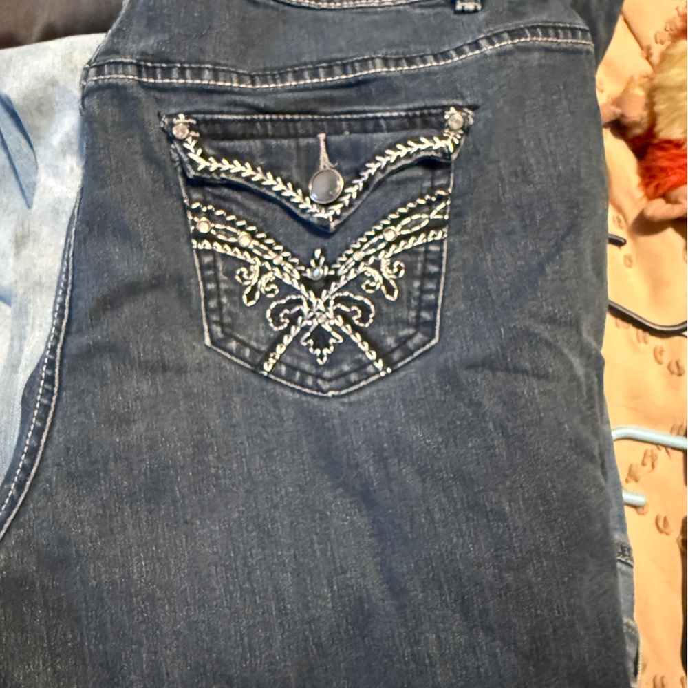 Black Straight Leg Jeans with Silver Embellishments